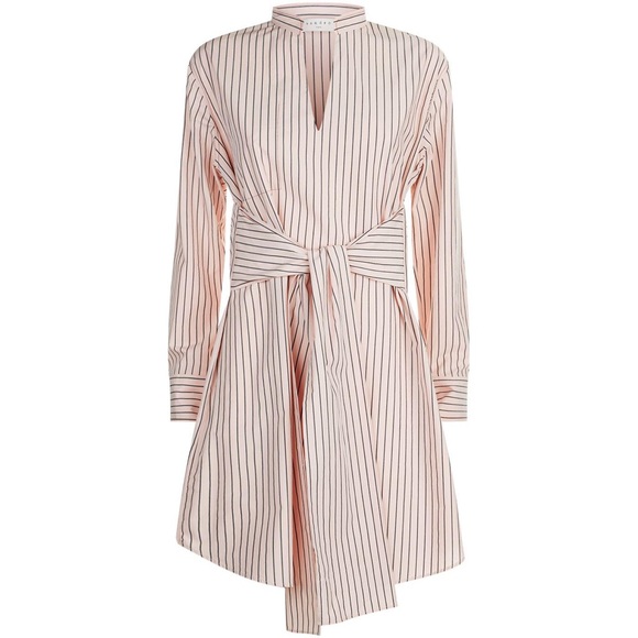 sandro striped shirt dress Striped maxi dress with leather tab in Blu / White for Women